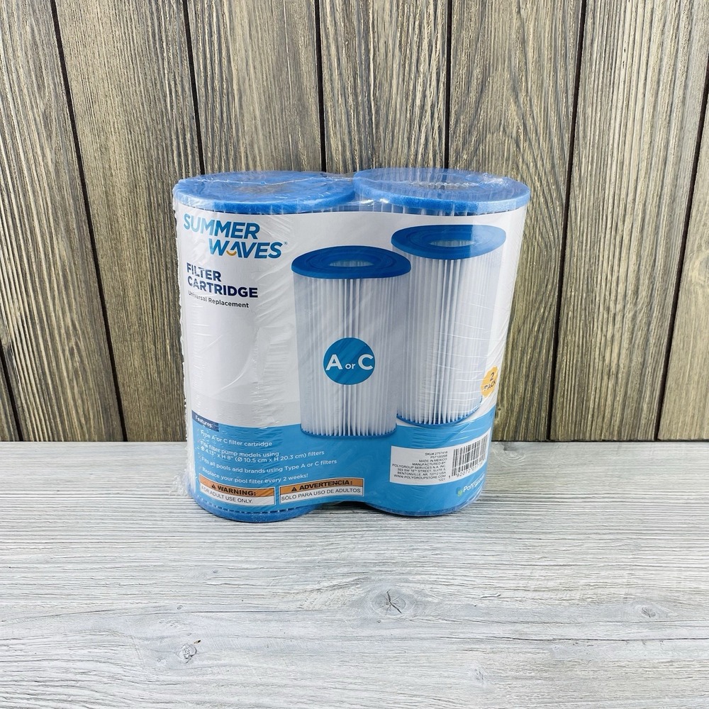Summer Waves Polygroup Pool Filter Cartridge Replacement Size Type A or C 2 Pack